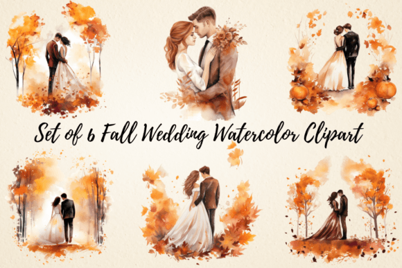 Autumnal Elegance: A Watercolor Clipart Bundle for Fall Weddings