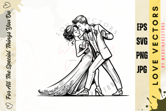 C3119: Elegant Wedding Couple and Love Vectors for Designers