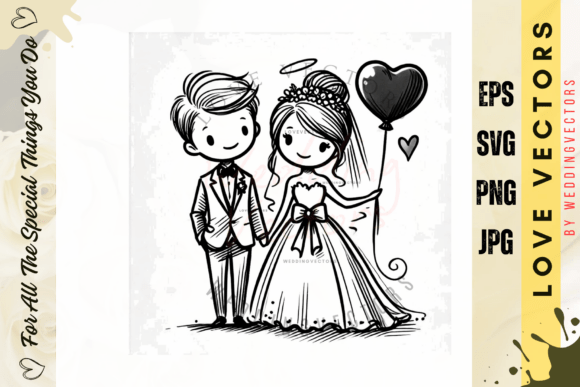 Celebrate Love in Every Design with Wedding Couple and Love Vectors - C3040