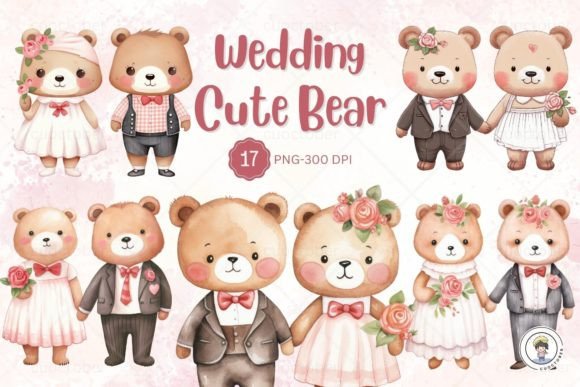 Charming Bear Couple Clipart for Wedding & Event Design