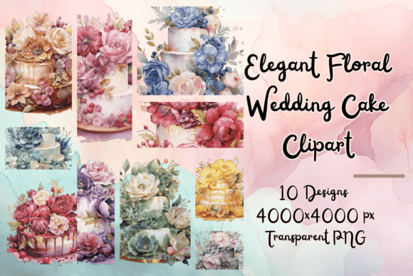 Elegant Floral Wedding Cake Cliparts for Stunning Designs