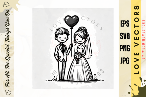 Elegant Romantic Wedding Scene: C3130 Vector Collection