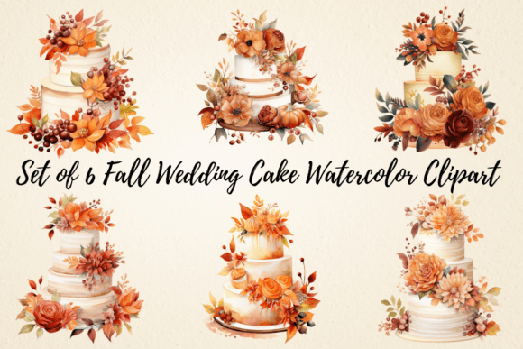 Embrace Autumn's Warmth: The Fall Wedding Cake Watercolor Clipart