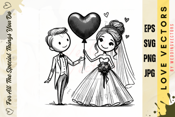 Infuse Your Designs with Wedding Couple and Love Vectors - C3120