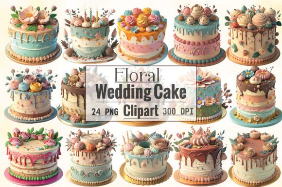 Sweeten Your Designs with Floral Wedding Cake Clipart