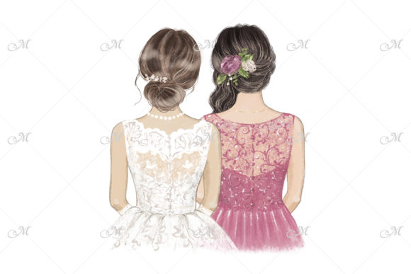 The Bride & Her Best Friend: A Classic Wedding Illustration