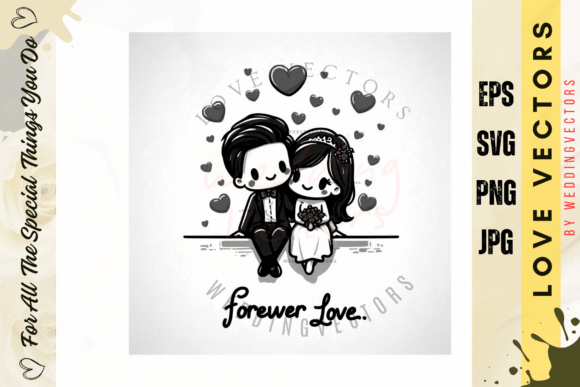Wedding Couple and Love Vectors - C313: A Timeless Illustration