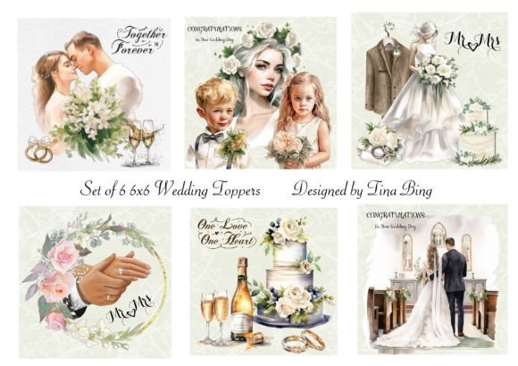 Wedding Toppers: A Set of 6 Lovely Wedding Toppers for Crafters